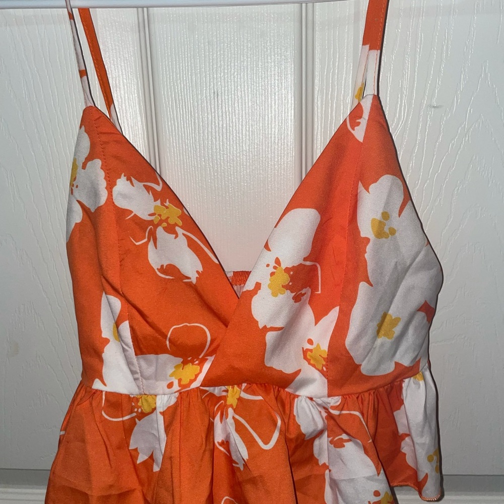 Orange floral crop top